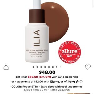Ilia super serum skin tiny shade ROQUE